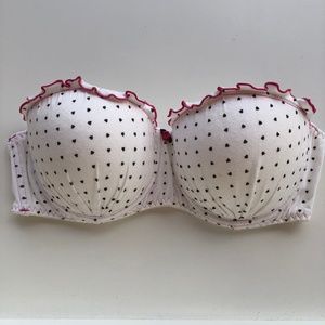 Blush Polka Dot Strapless Padded Bra 36D